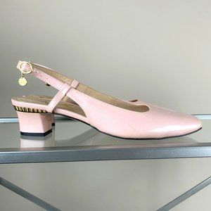Vintage J. Renee Pink Patent Faux Leather Sling-Back Pumps